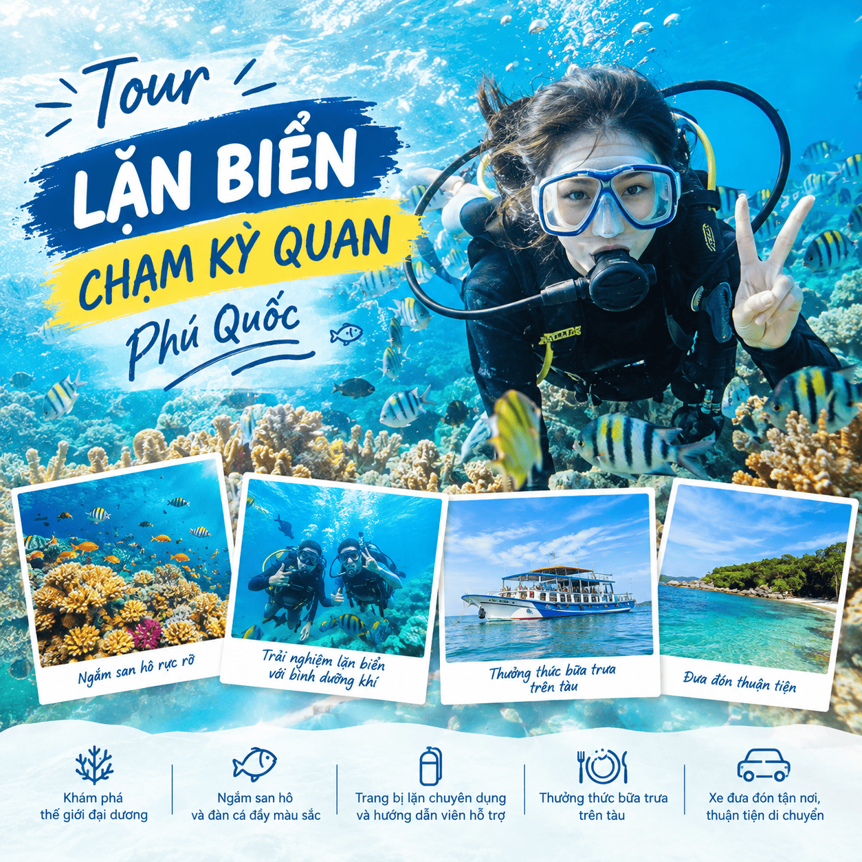 Tour lặn biển bằng bình dưỡng khí + Ăn trưa