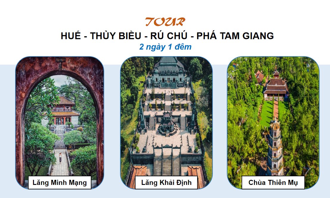 Tour Huế – Thủy Biều – Rú Chá – Phá Tam Giang 2 ngày 1 đêm