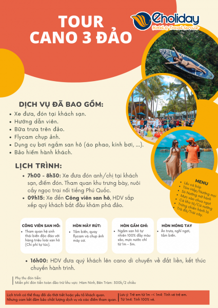Tour Cano 3 Đảo Phú Quốc Có ăn Trưa