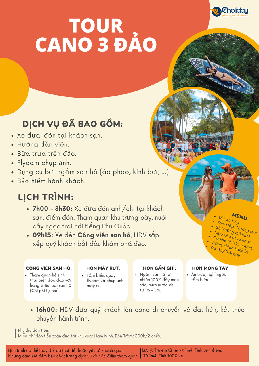 Tour Cano 3 Đảo Phú Quốc Có ăn Trưa